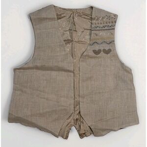 Vintage Hickory Hollow Folk Art Sampler Embroidered Vest - Size Med-Large